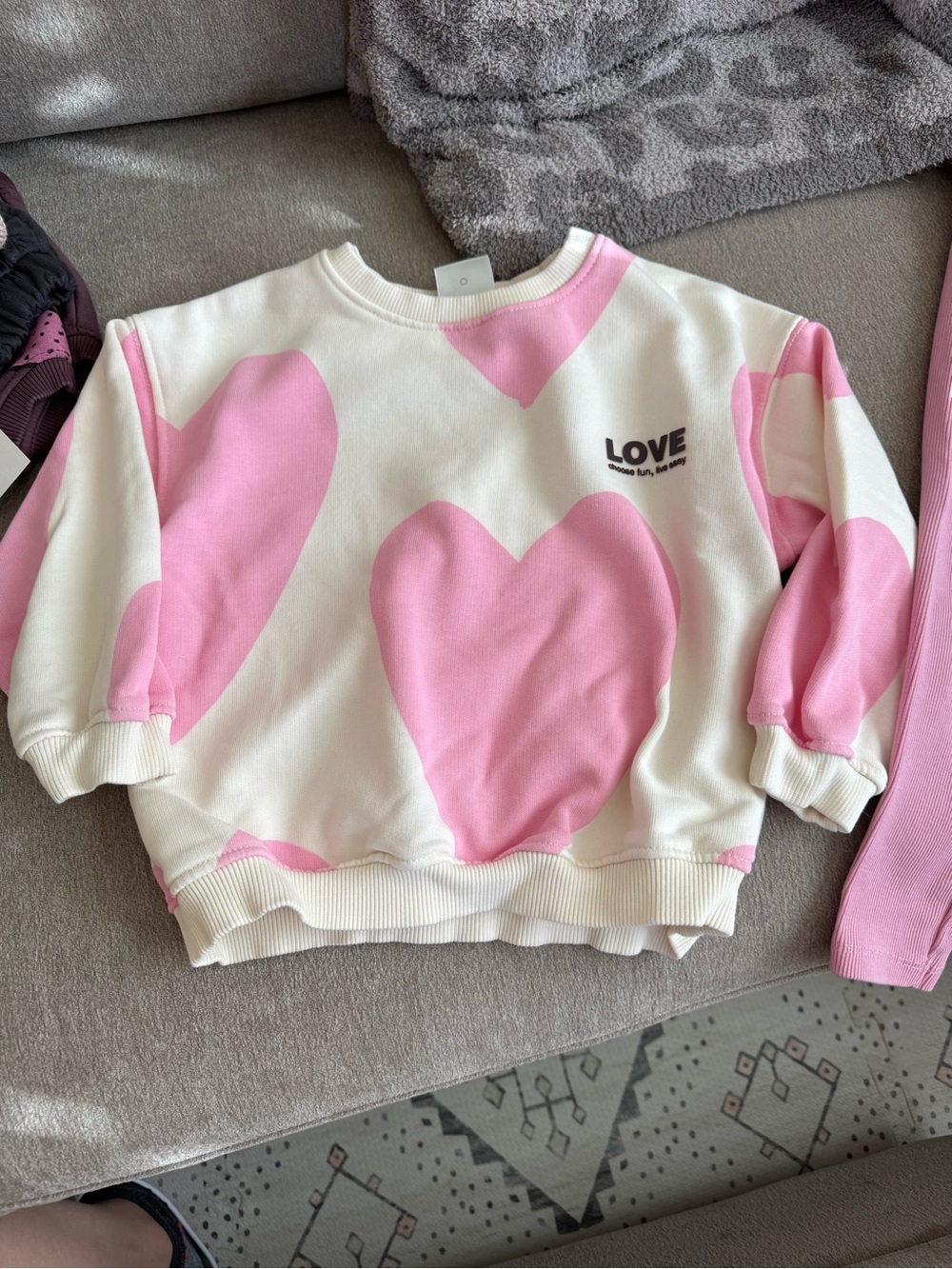 Zara Pink and White Heart Matching Set (3T) - Picture 2 of 5